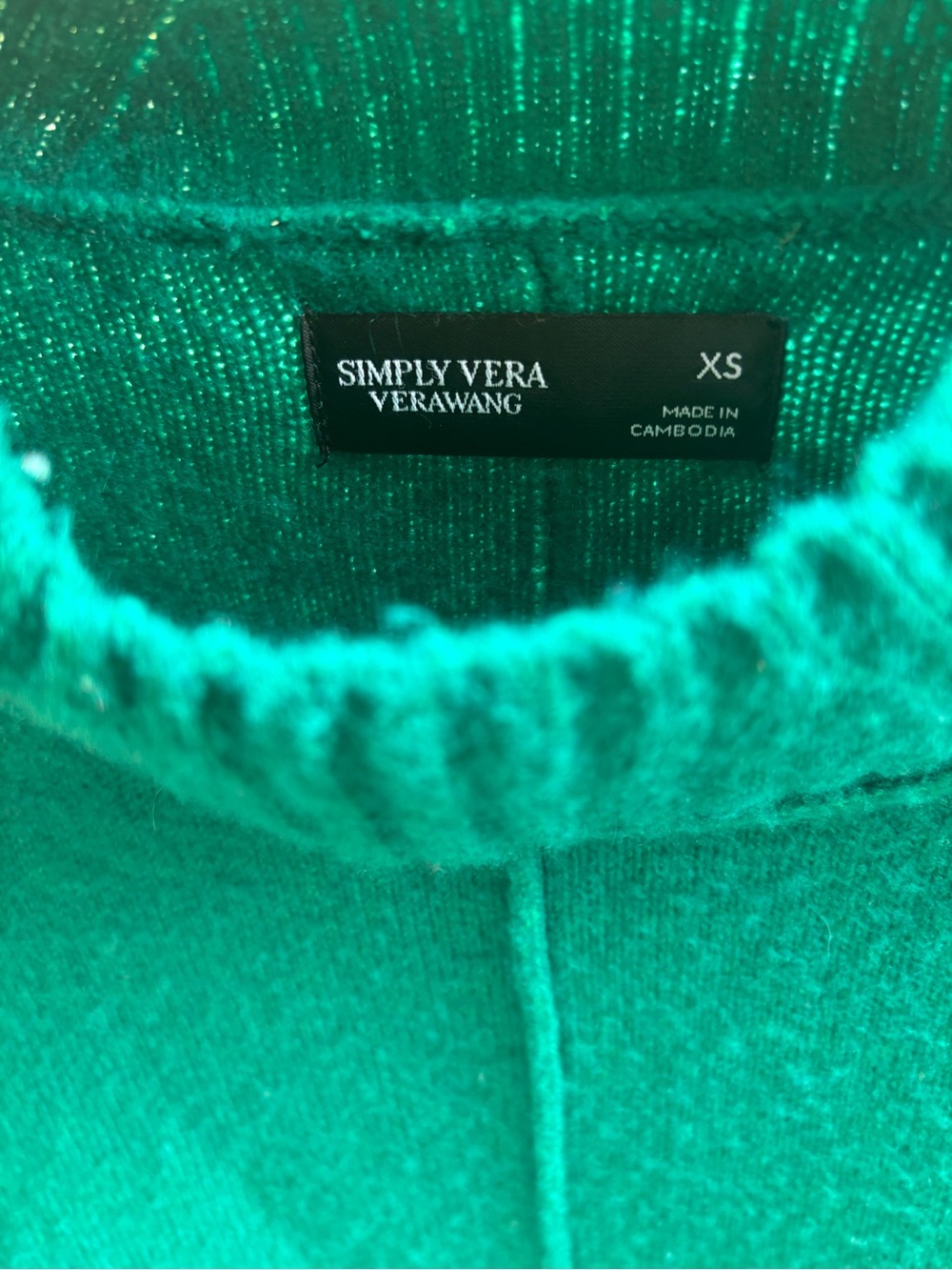 NWT Cozy Chic: Trail Green Cashmere Blend Rib-Sleeve Mock Neck Sweater - Picture 2 of 8